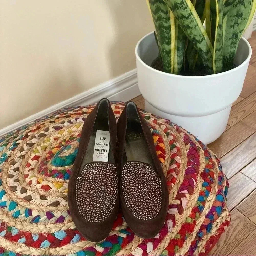 NWT Stuart Weitzman  brown sequin loafers